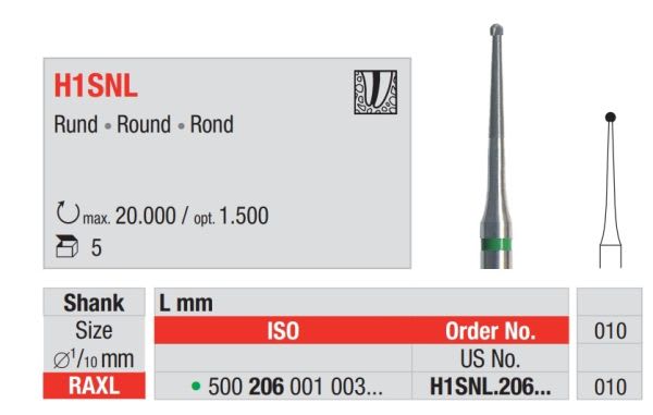 HARDMETALLBOR ENDO VS XL H1SNL 010 5 STK EDENTA