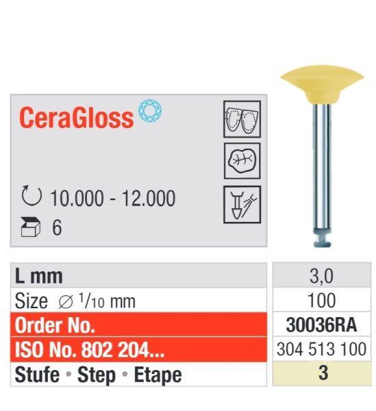 POLERER CERAGLOSS 3 HJUL GUL VST 6 STK  EDENTA