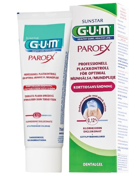 TANNKREM DENTALGEL PAROEX 0.12% CHX 75ML GUM