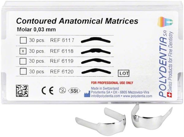 MATRISER KONTURERTE 6118 MOLAR 0.03 MM 30 STK POLYDENTIA