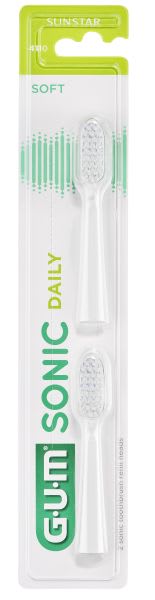BØRSTEHODER SONIC DAILY MYK HVIT 2 STK GUM