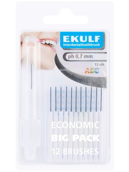INTERDENTALBØRSTER PH HVIT 0.7MM 12 STK EKULF