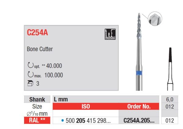 HARDMETALL BENFRESER VS C254A-012 LANG 3 STK EDENTA