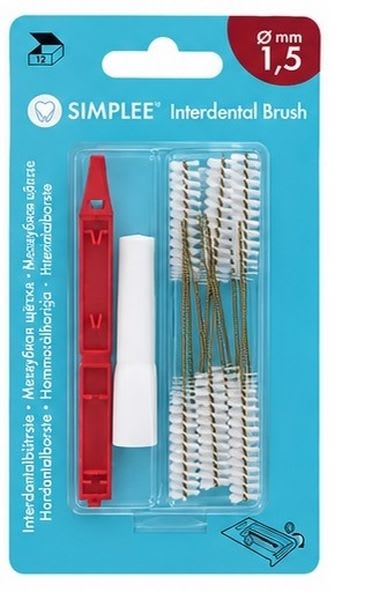 INTERDENTALBØRSTER 1.5MM MØRK RØD 12 STK SIMPLEE