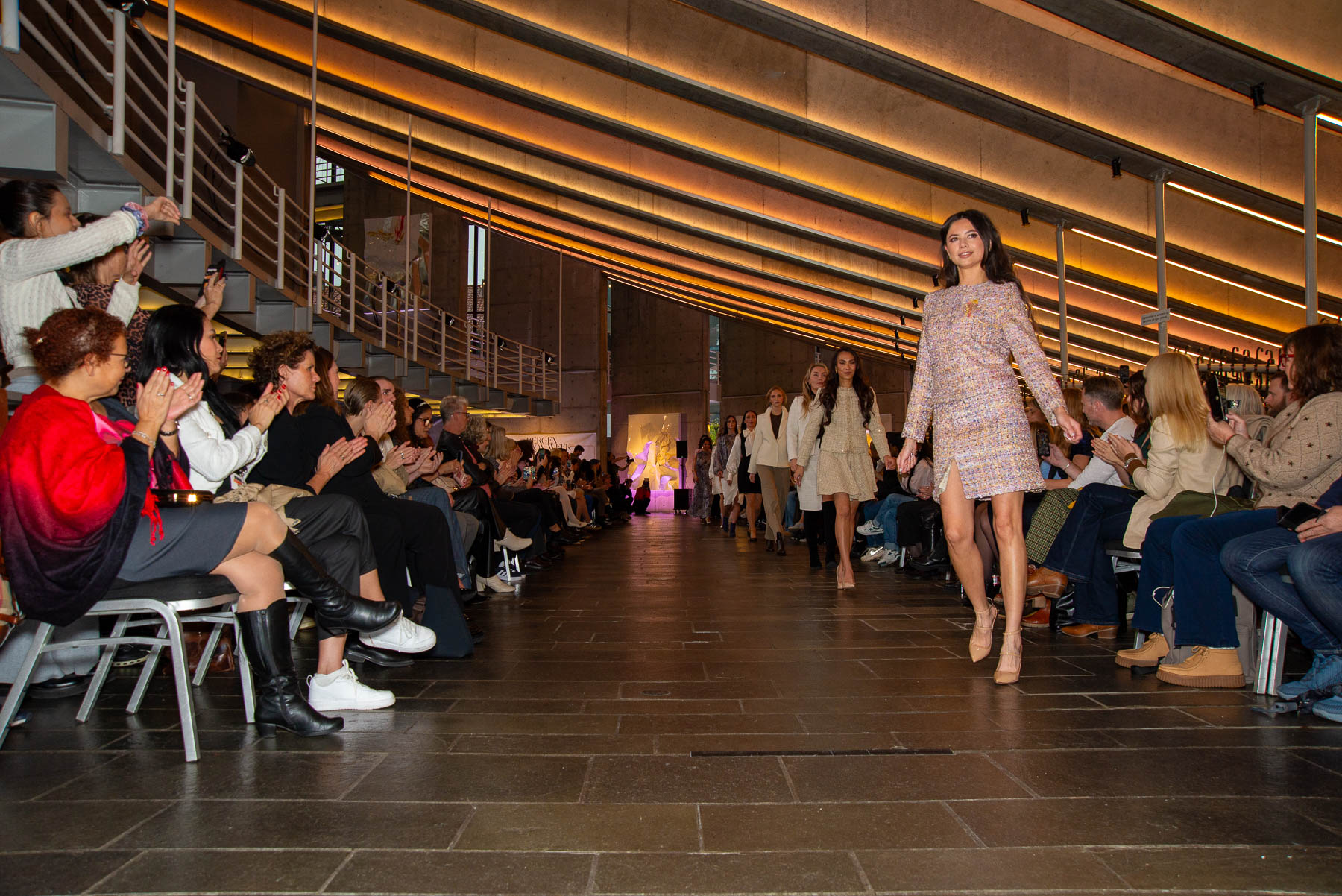 High fashion model walking runway