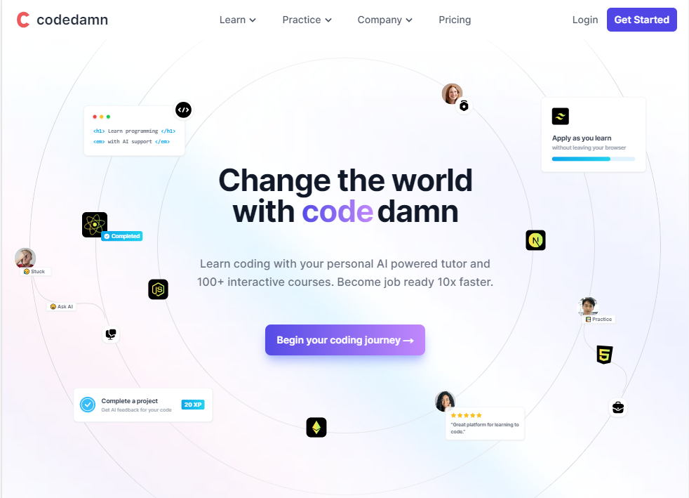 Learn to code for free - Personal AI powered tutor 100+ interactive courses