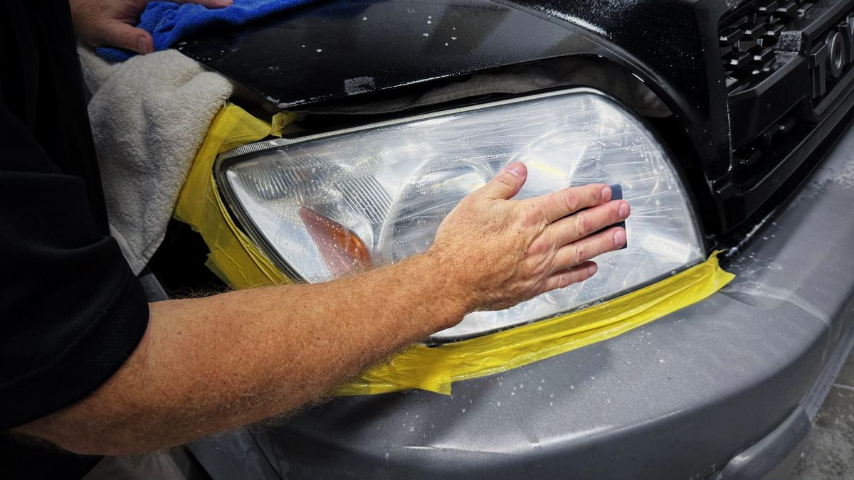 Sanding and Polishing car headlights