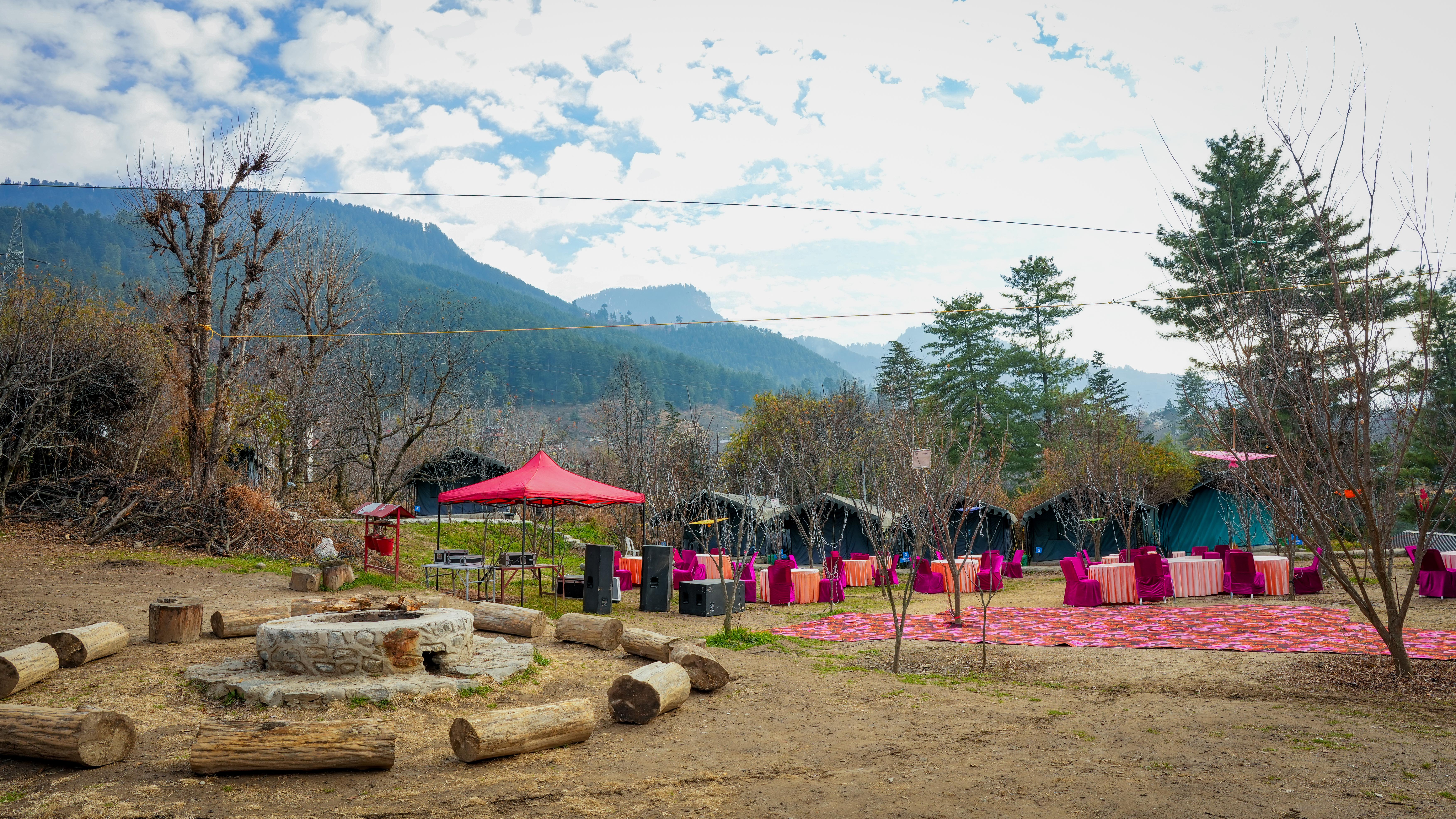 Person ziplining across a valley
