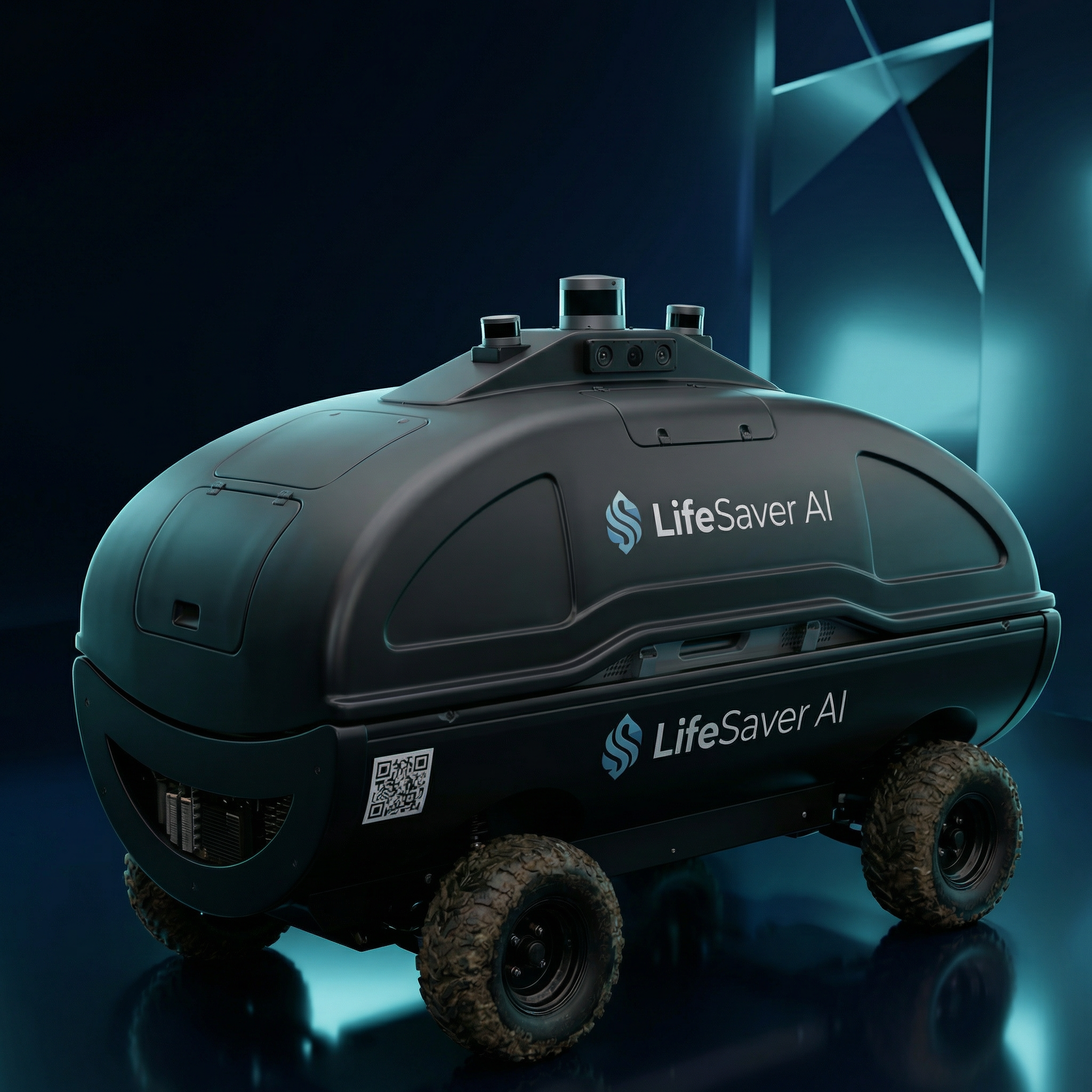 LifeSaver AI robot — side view of the medical capsule