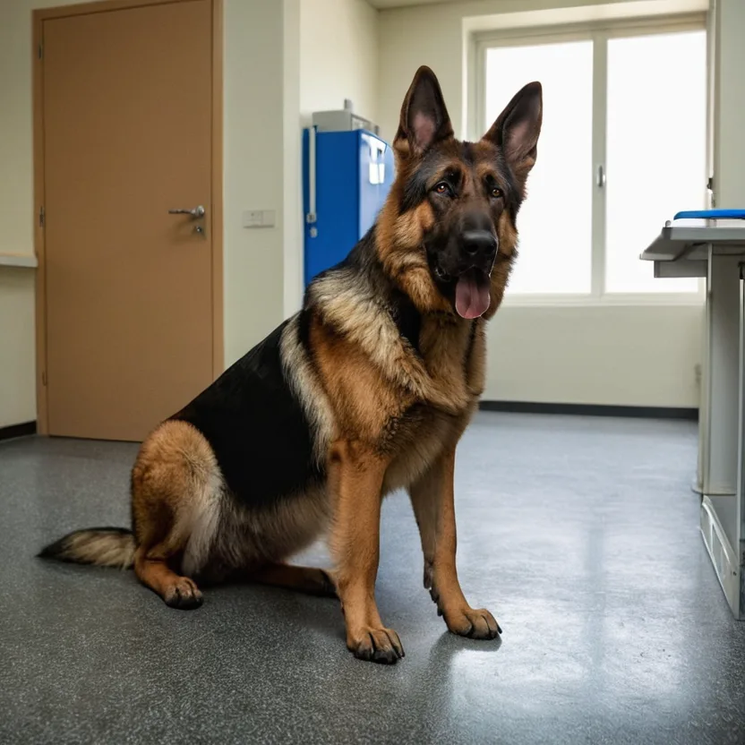 Немска овчарка по време на профилактичен ветеринарен преглед