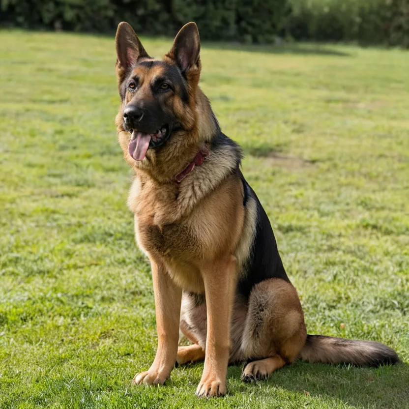 Здрава немска овчарка в зряла възраст демонстрира добра физическа форма