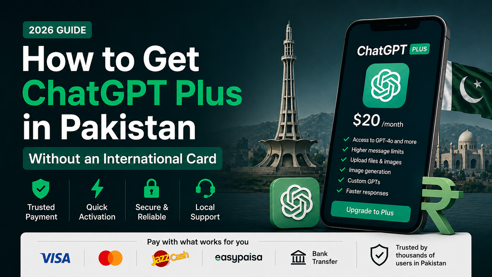 ChatGPT Plus subscription being purchased in Pakistani rupees through a local payment gateway