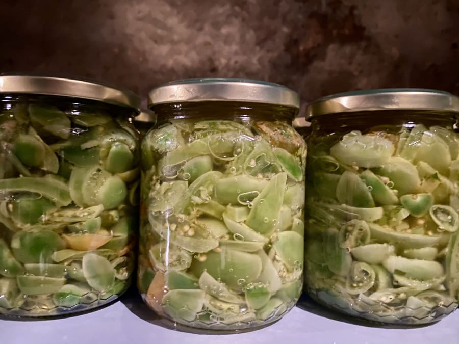 I pomodori verdi sott'olio