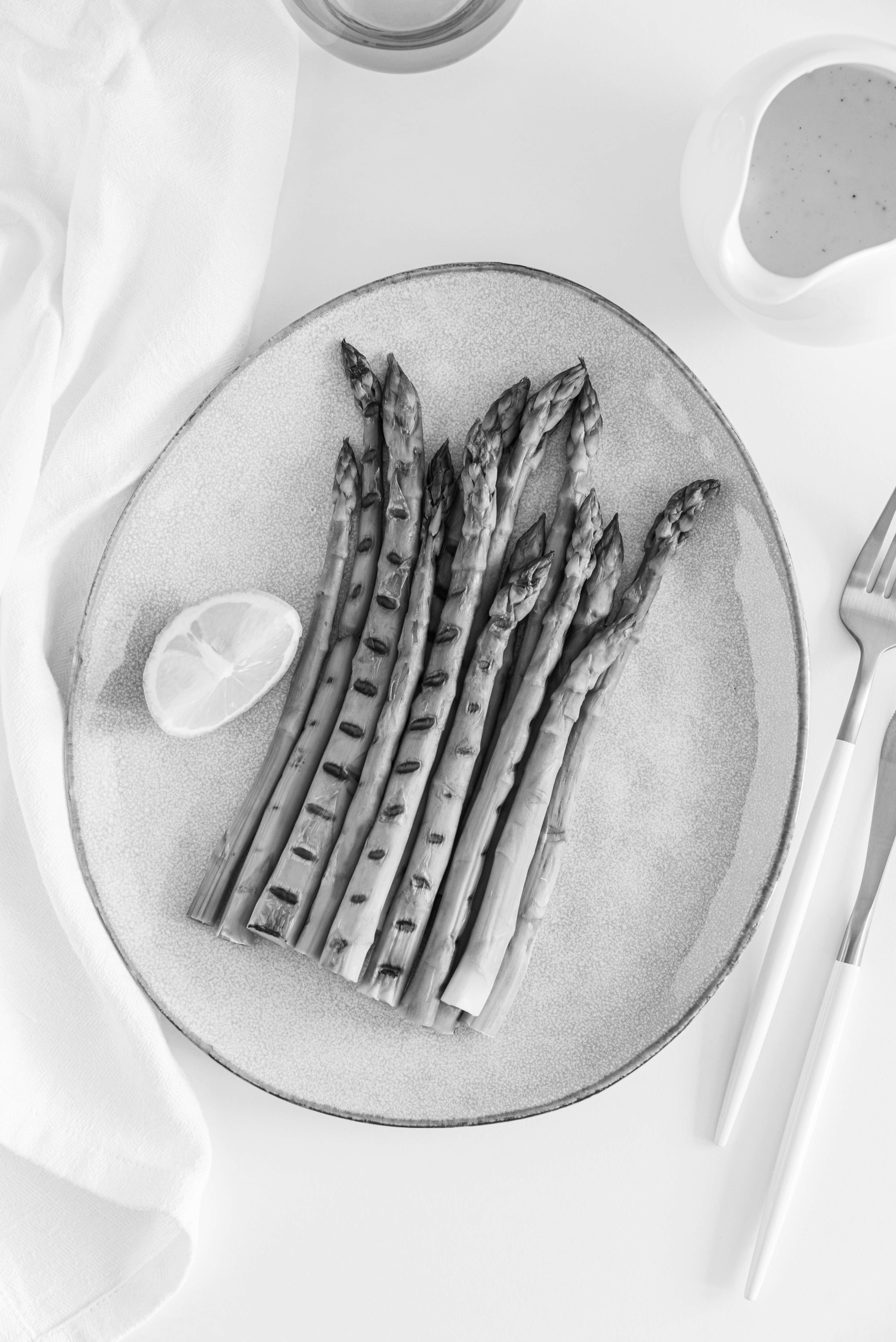 Asparagus plated fine-dining style