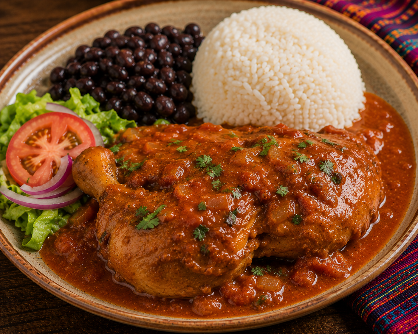 Comida casera en plato tradicional