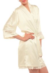 Halat cu dantela ivory, colectia Sateen - XXL
