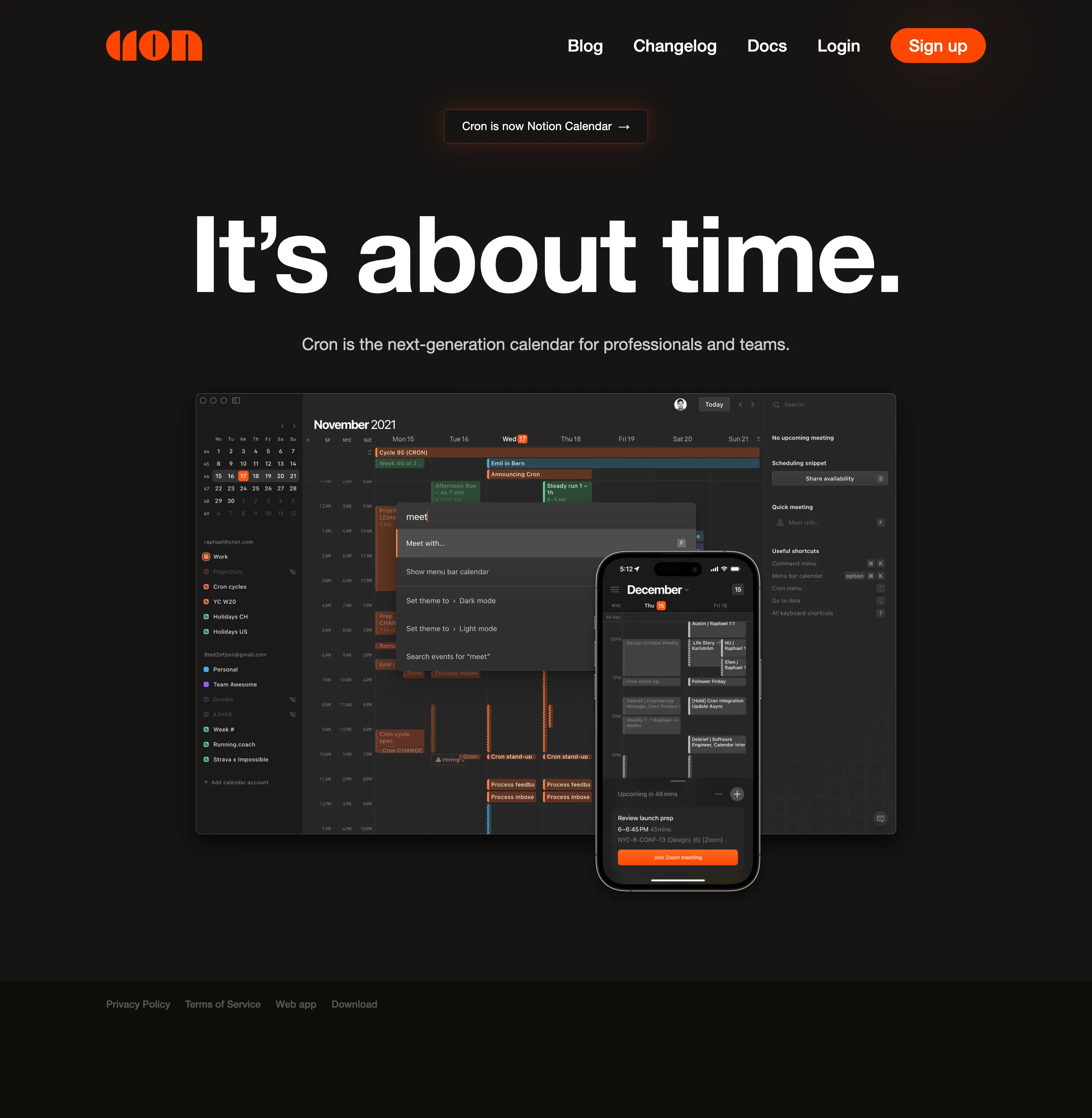 cron.com landing page screenshot