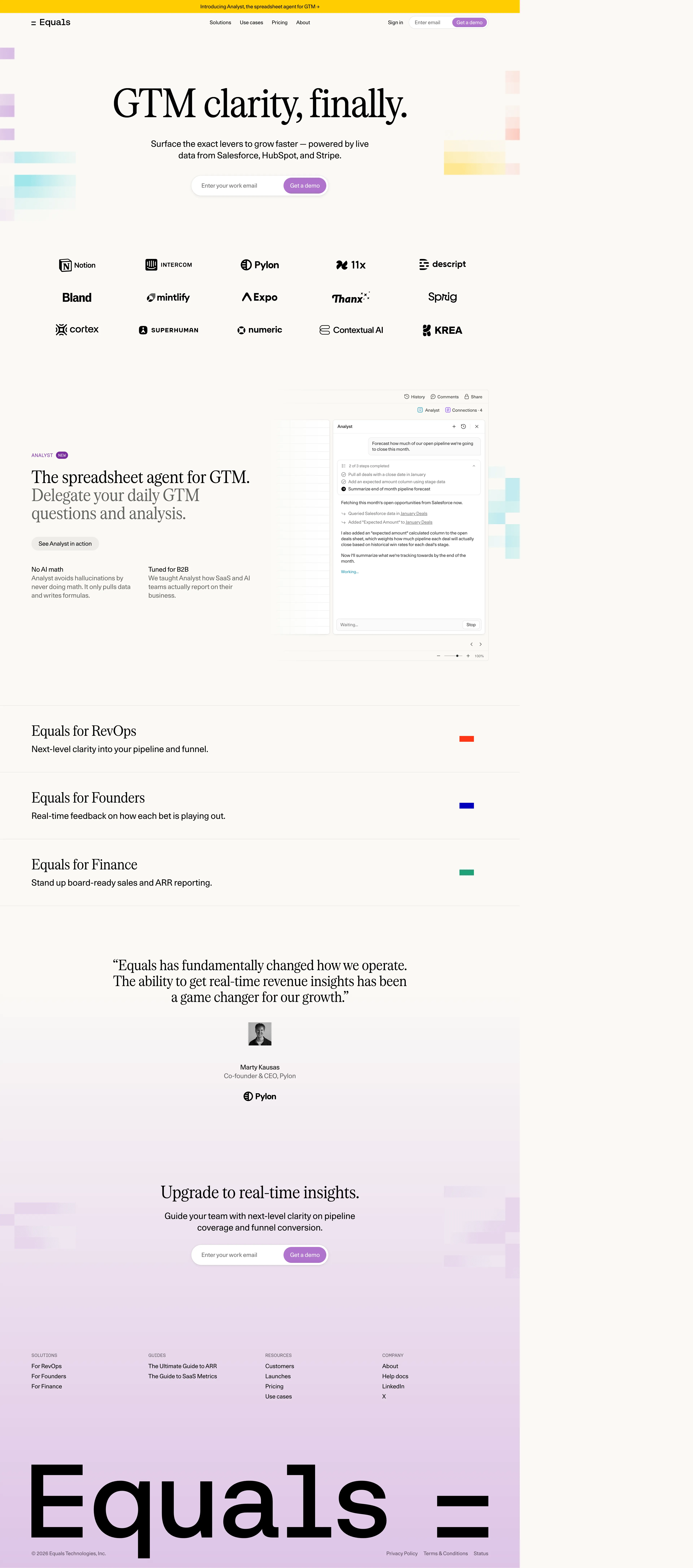 equals.com landing page screenshot