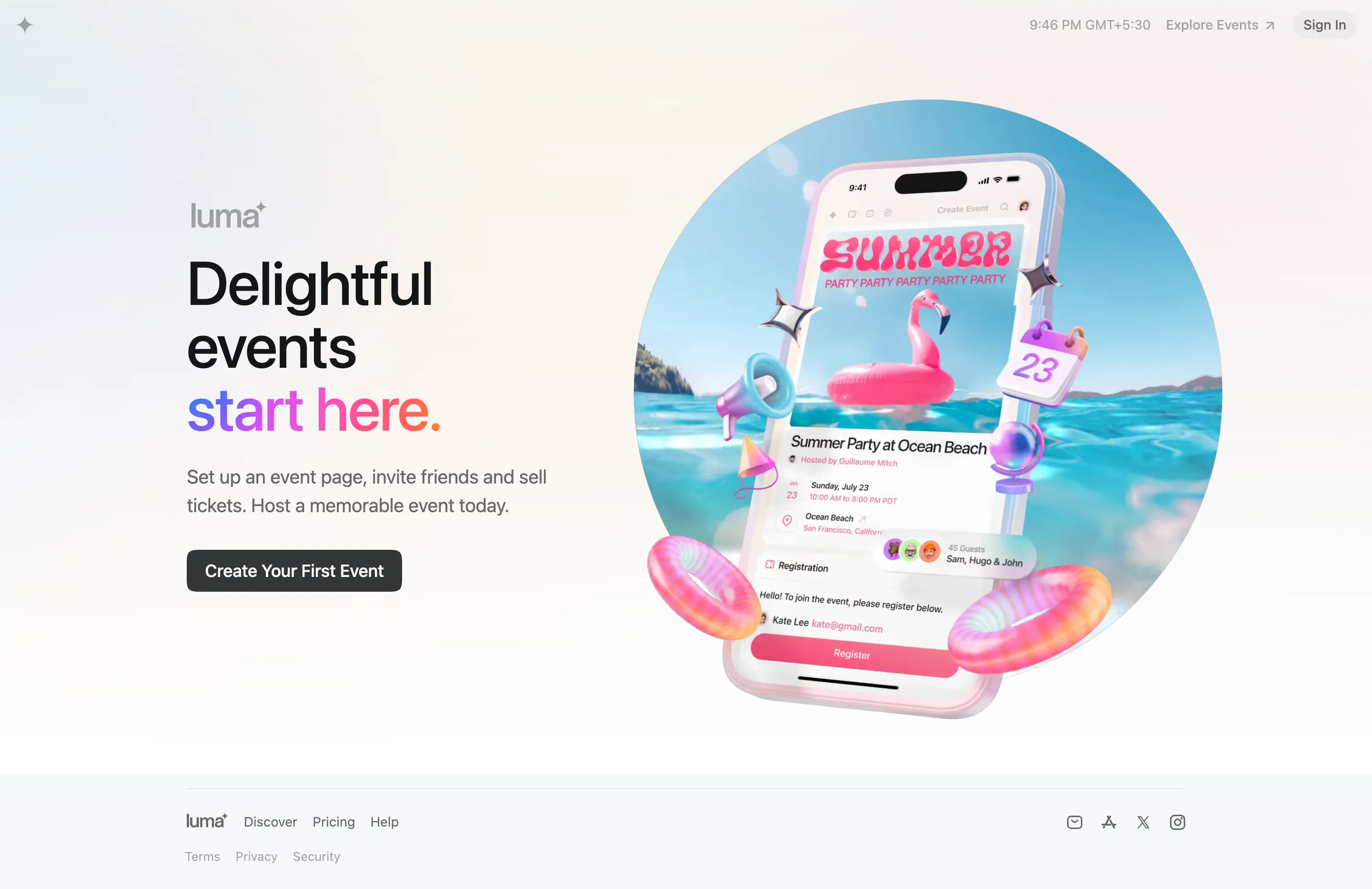 luma.com landing page screenshot
