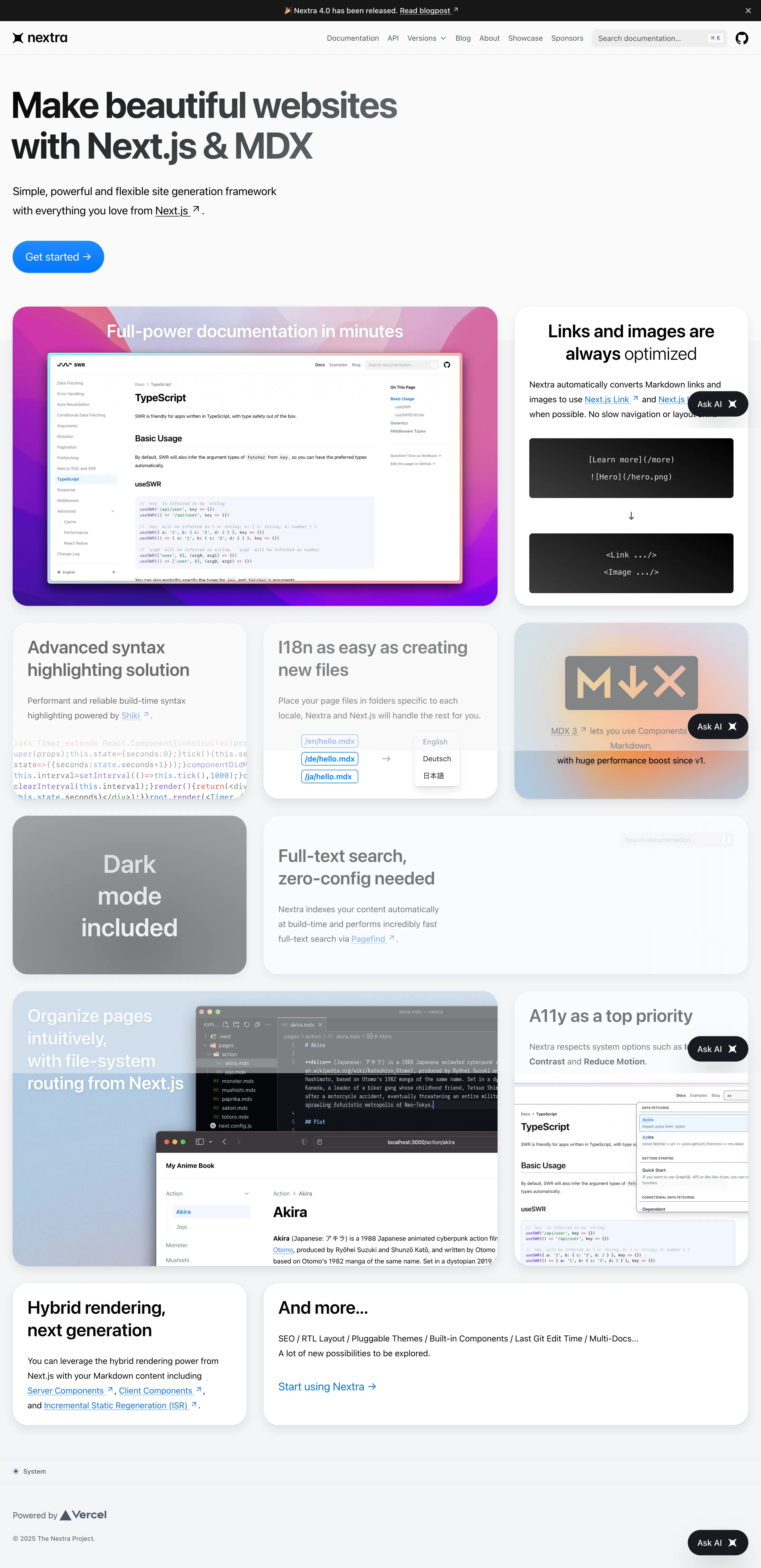 Nextra.site landing page screenshot
