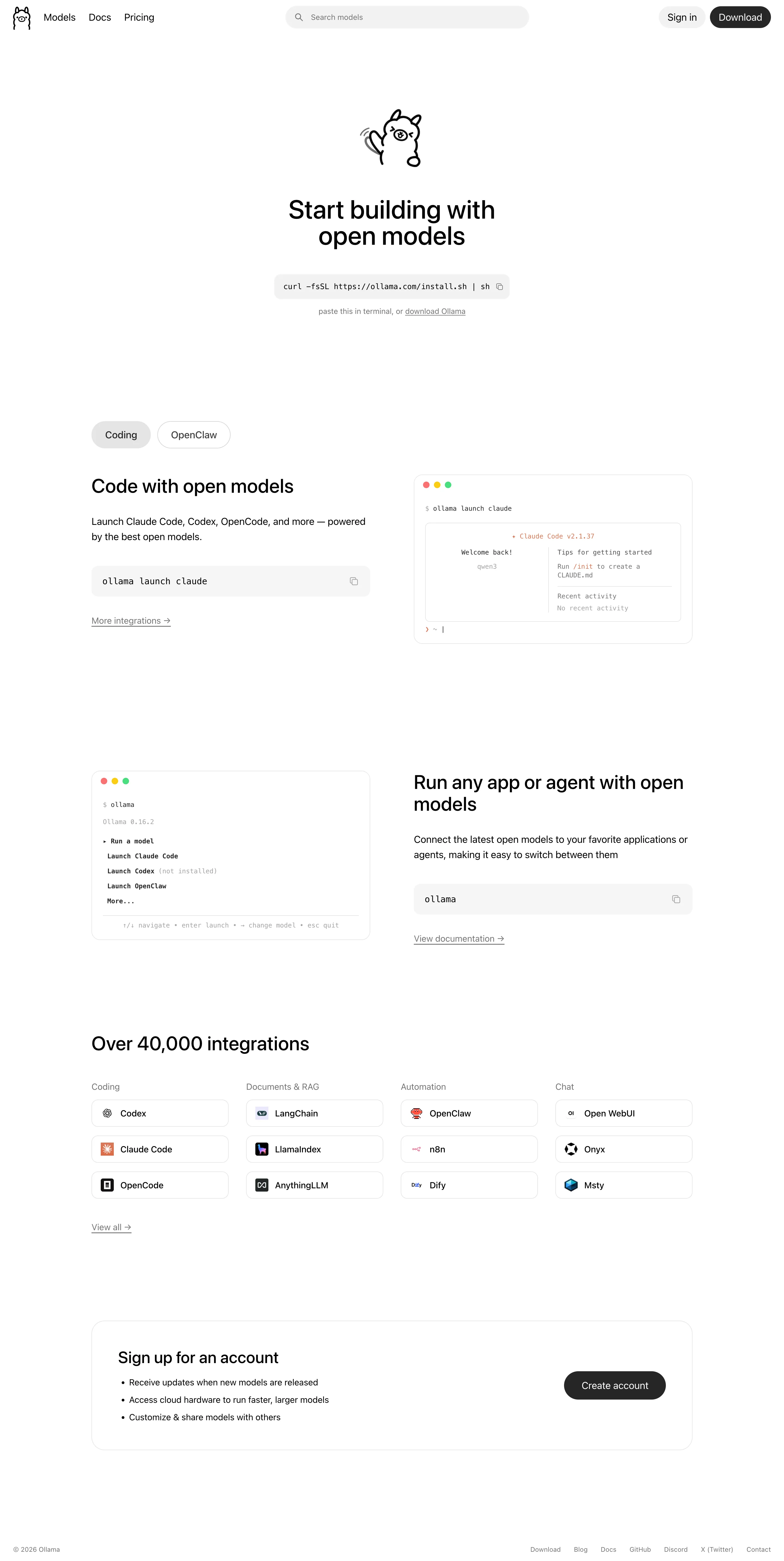 ollama.com landing page screenshot