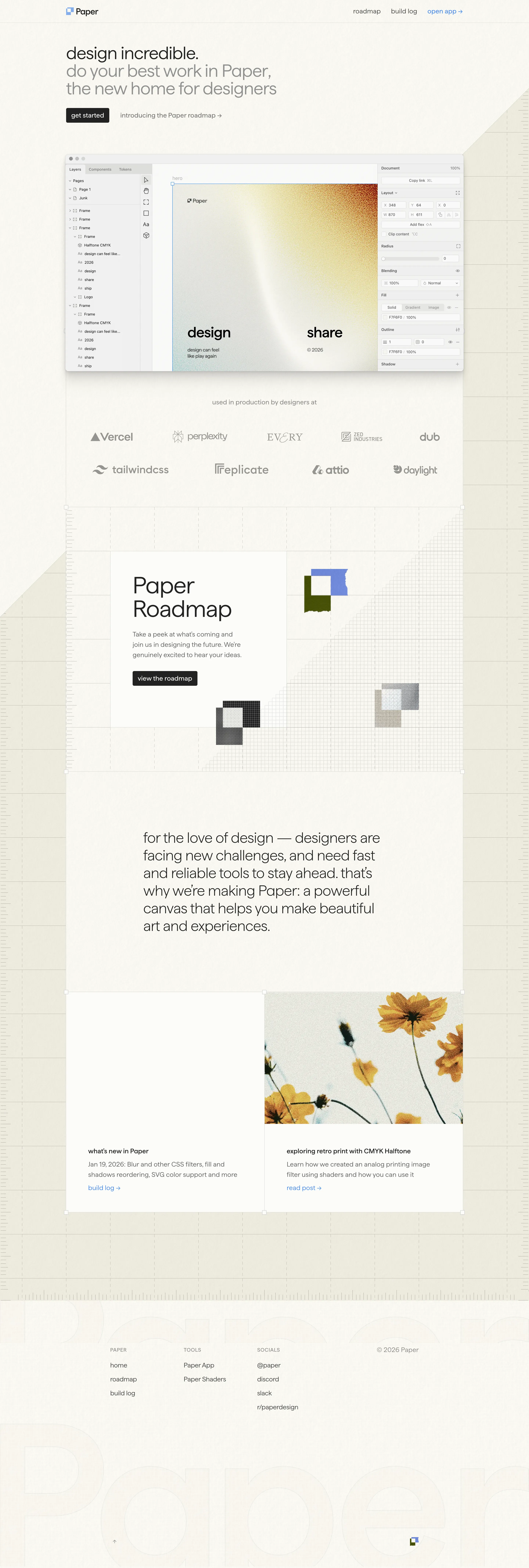 Paper.design landing page screenshot