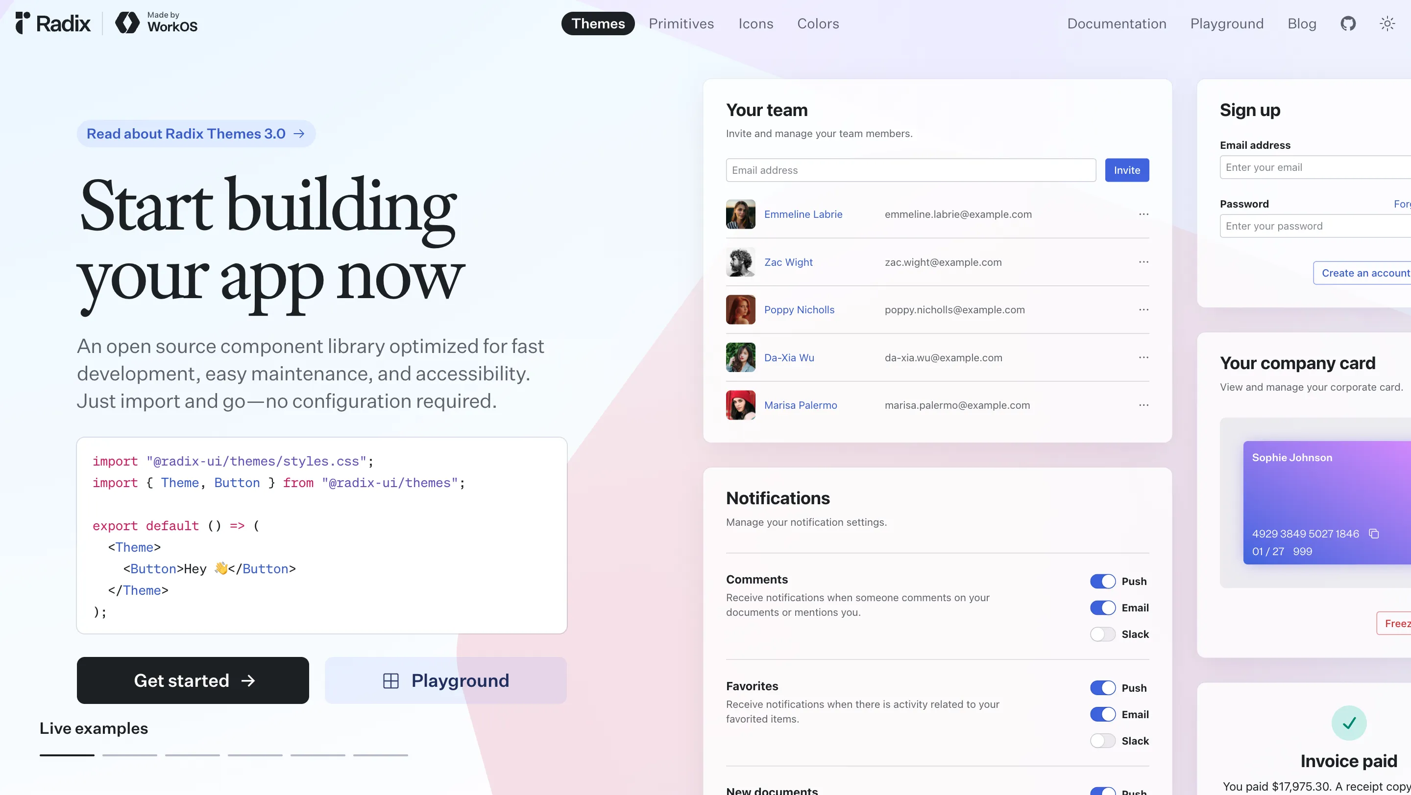 radix.com landing page screenshot
