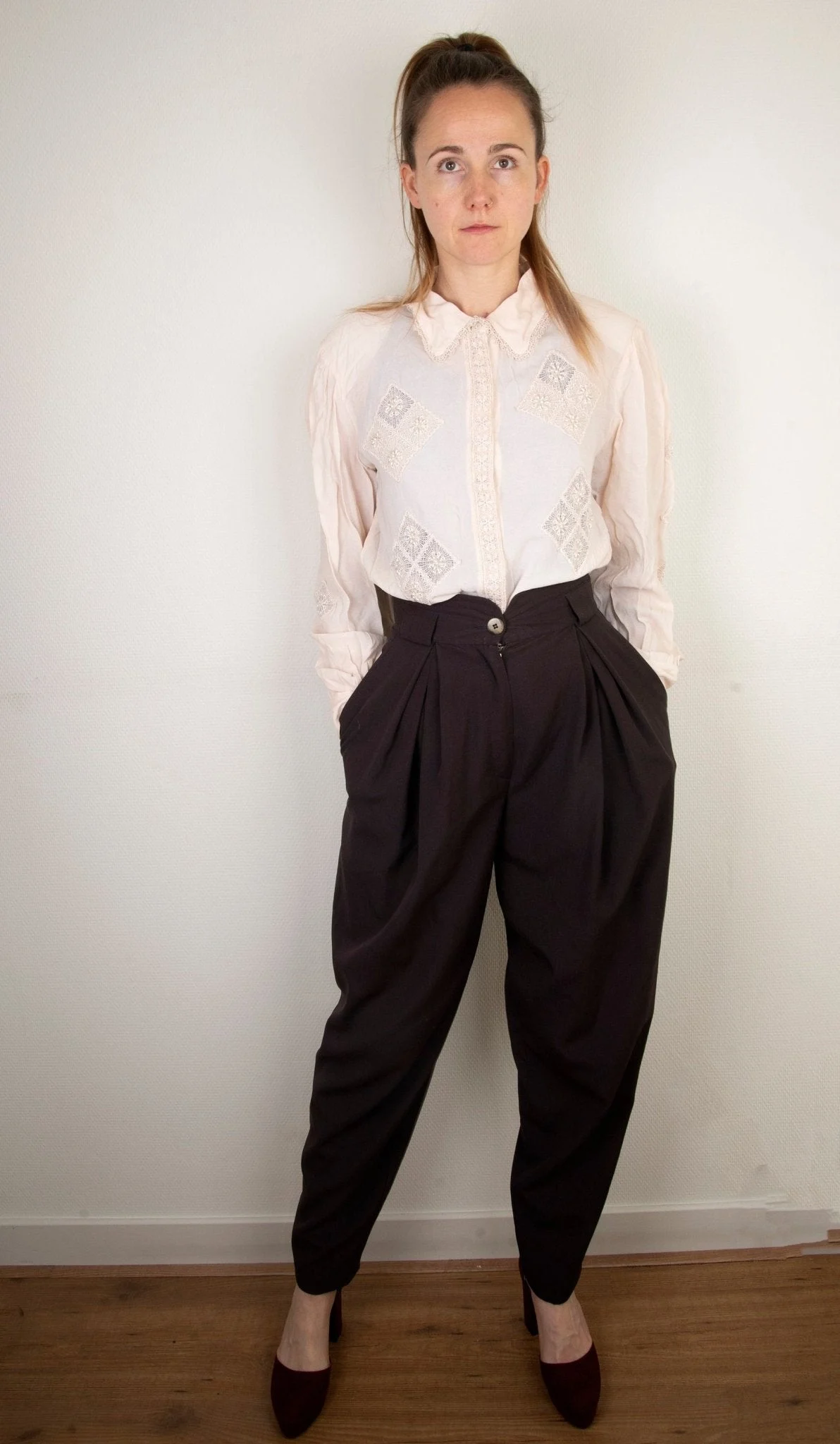Vintage Purple High Rise Tapered Wool Pantalon | 1980s | Size 6/8 Vintage Purple High Rise Tapered Wool Pantalon | 1980s | Size 6/8