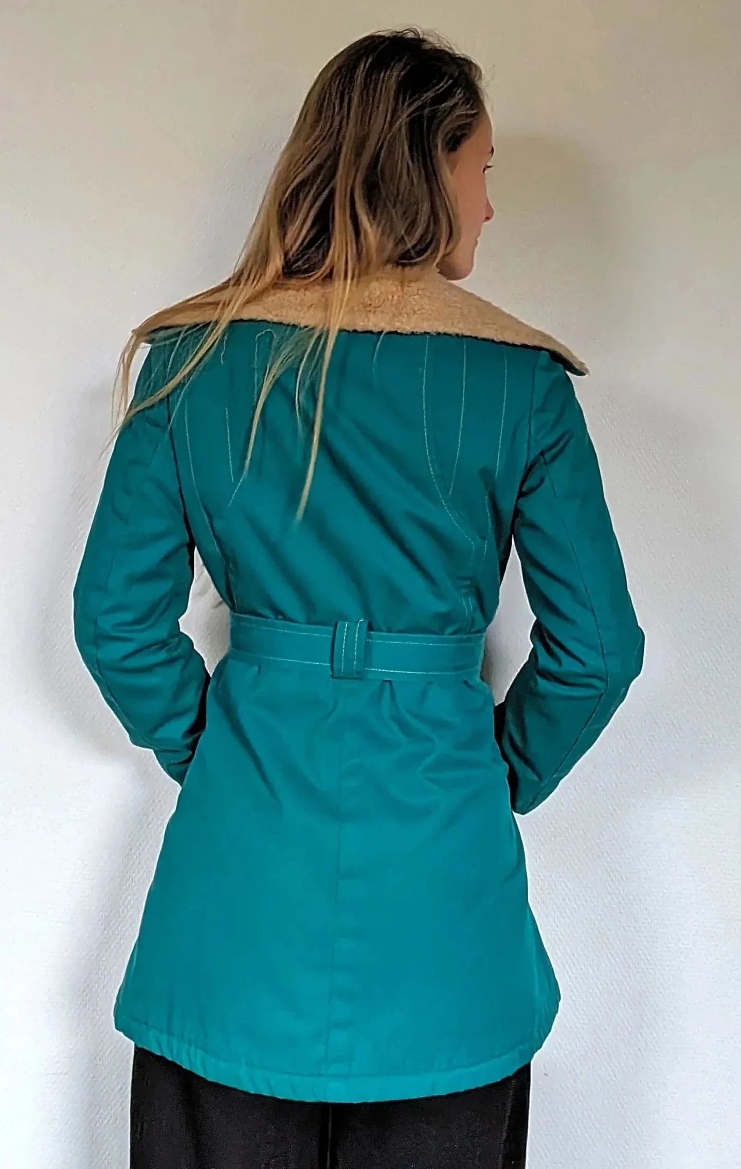 1970s-carol-pret-a-porter-winter-coat-s-turquoise-with-light-brown-lining-excellent-condition-528785