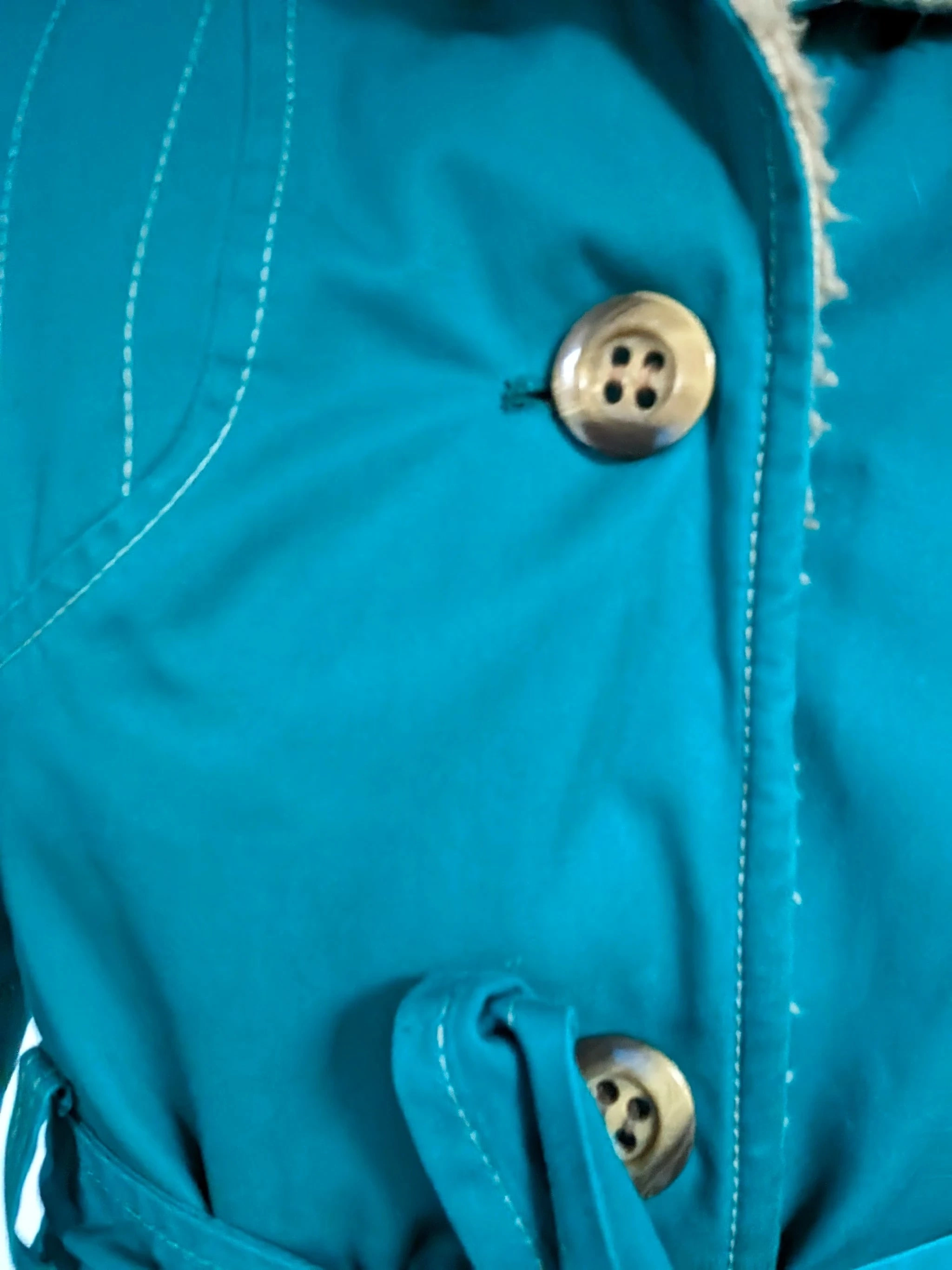 Vintage 1970s Trench Coat | Turquoise with Light Brown Lining | Winter Wardrobe | Size S Vintage 1970s Trench Coat | Turquoise with Light Brown Lining | Winter Wardrobe | Size S