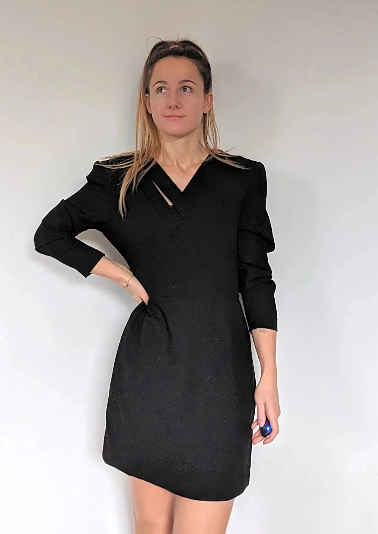 1980s-black-wool-mini-dress-size-38-david-molho-excellent-condition-829850