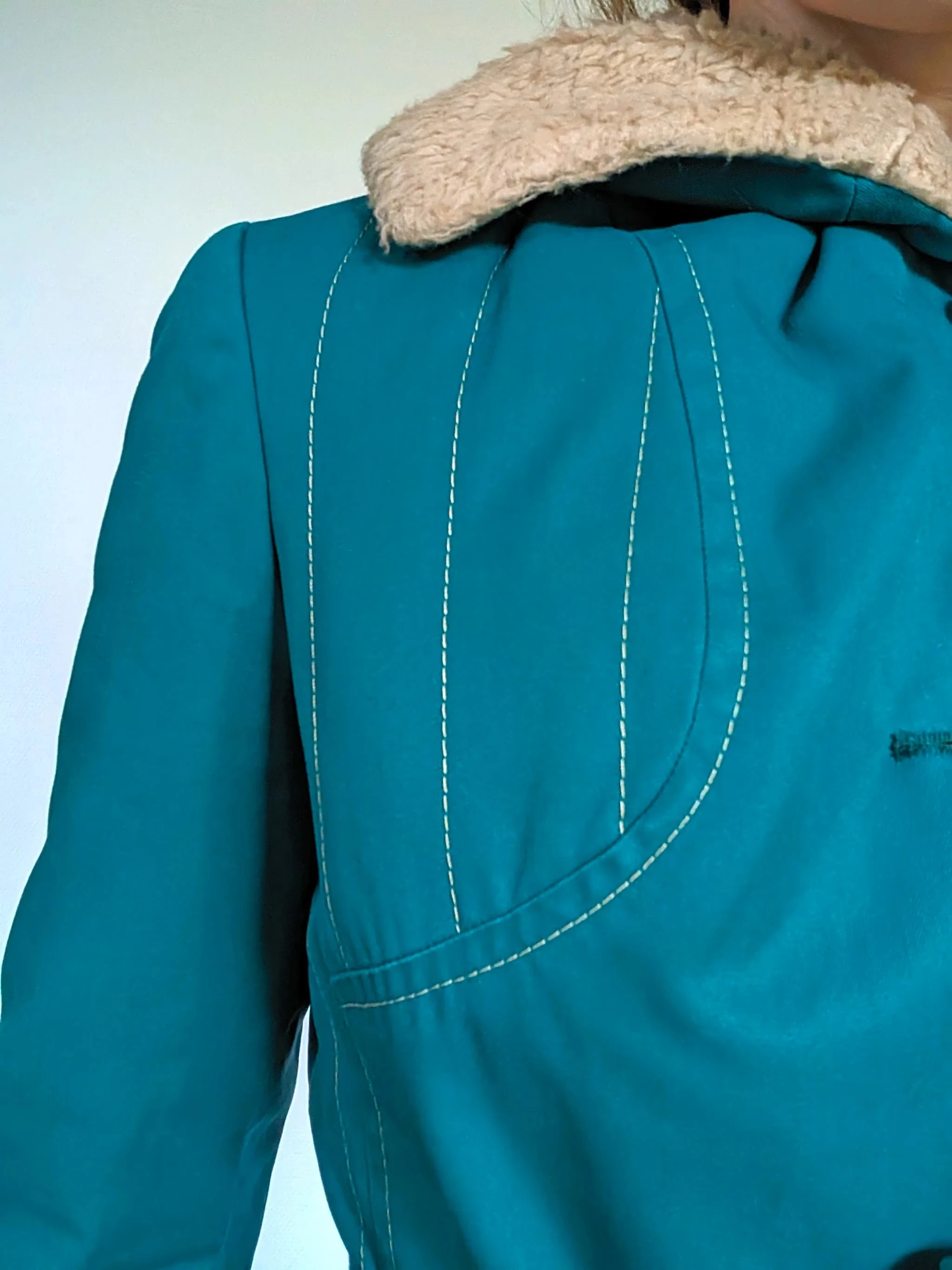 1970s-carol-pret-a-porter-winter-coat-s-turquoise-with-light-brown-lining-excellent-condition-432473