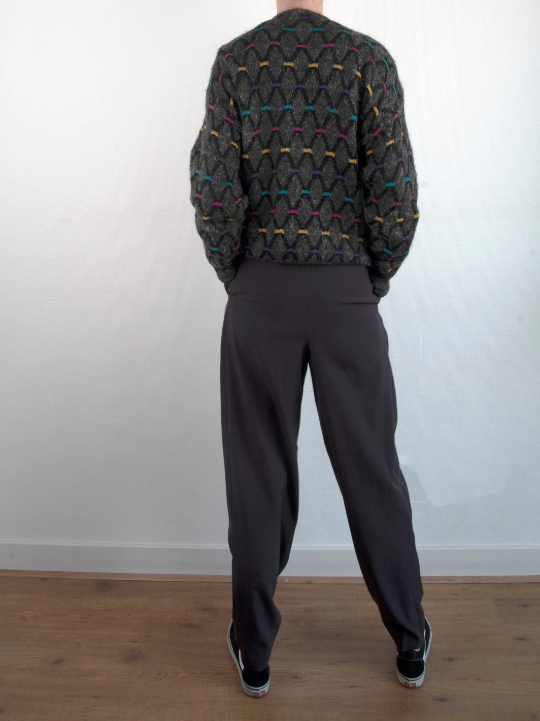 Vintage Wool Grey Cardigan | 1980s | Metallic Buttons | Made In Italy | Knitwear | Size 10