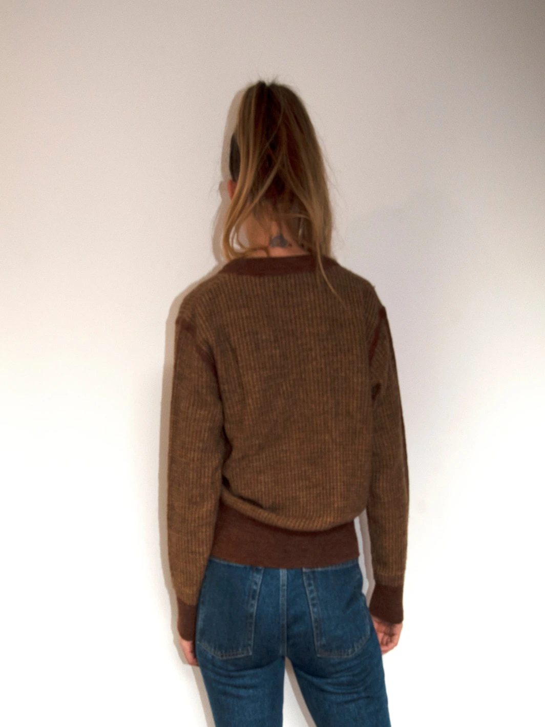 Vintage 1970s Brown Wool V-neck Sweater | Capsule Wardrobe | Fall Winter Knitwear | Vintage Knitwear | Size M
