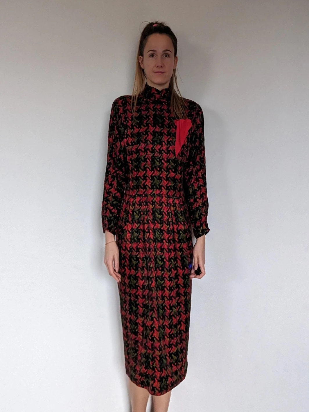 1980s Hans Eras Silk Plaid Dress | Size 38 | Excellent Condition