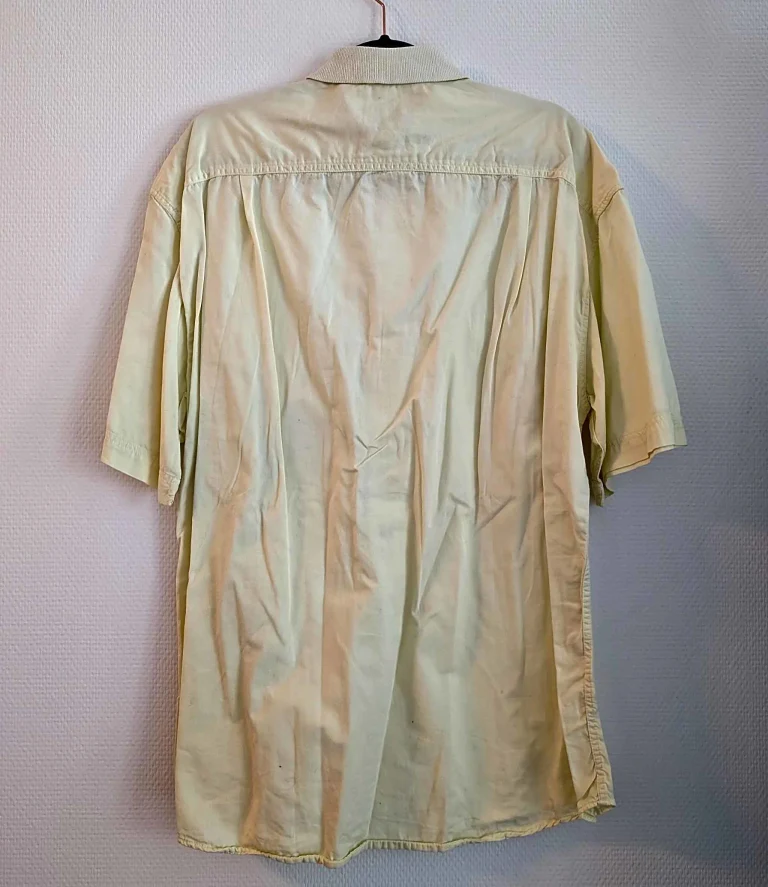 1980s Sporty Light Yellow Shirt | Velcro Pockets | XXL