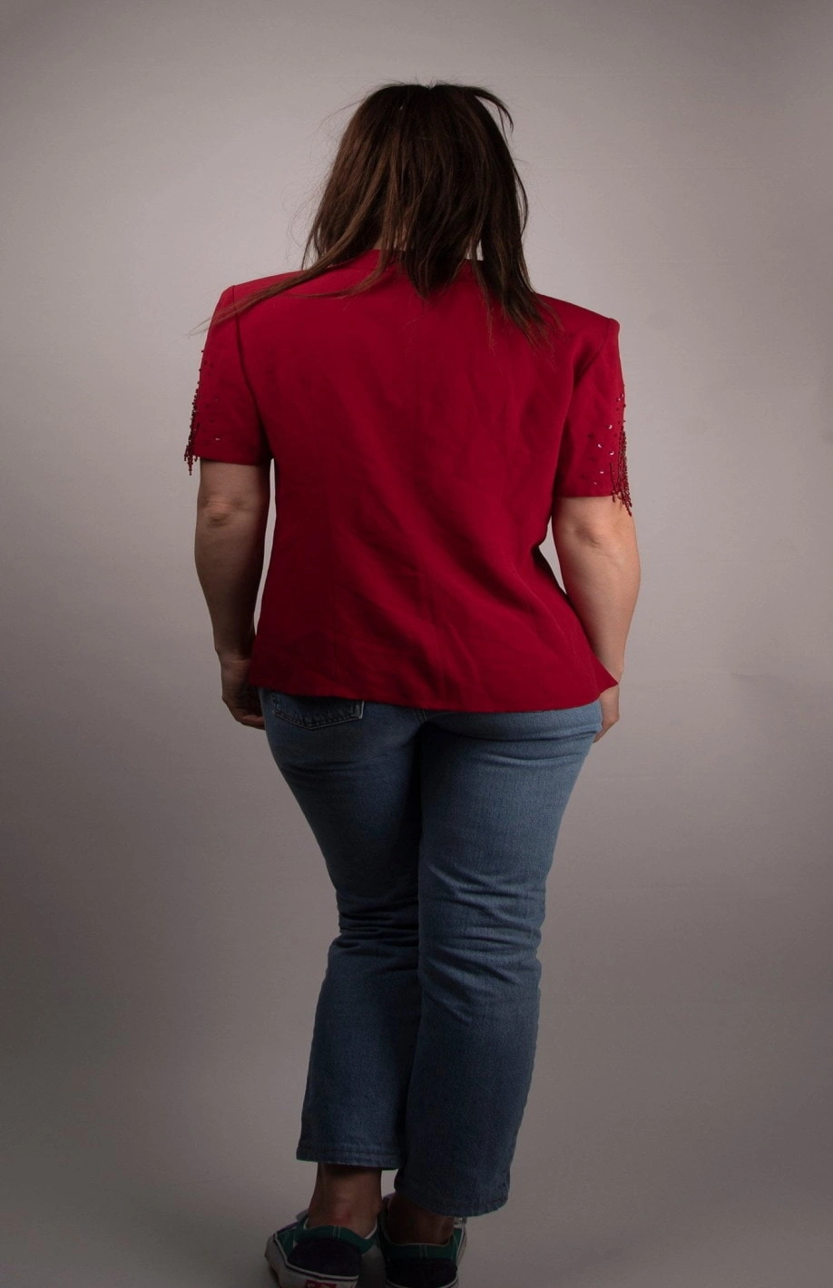 Vintage 1980s Marta Palmieri Red Top with Embroidery Size 10