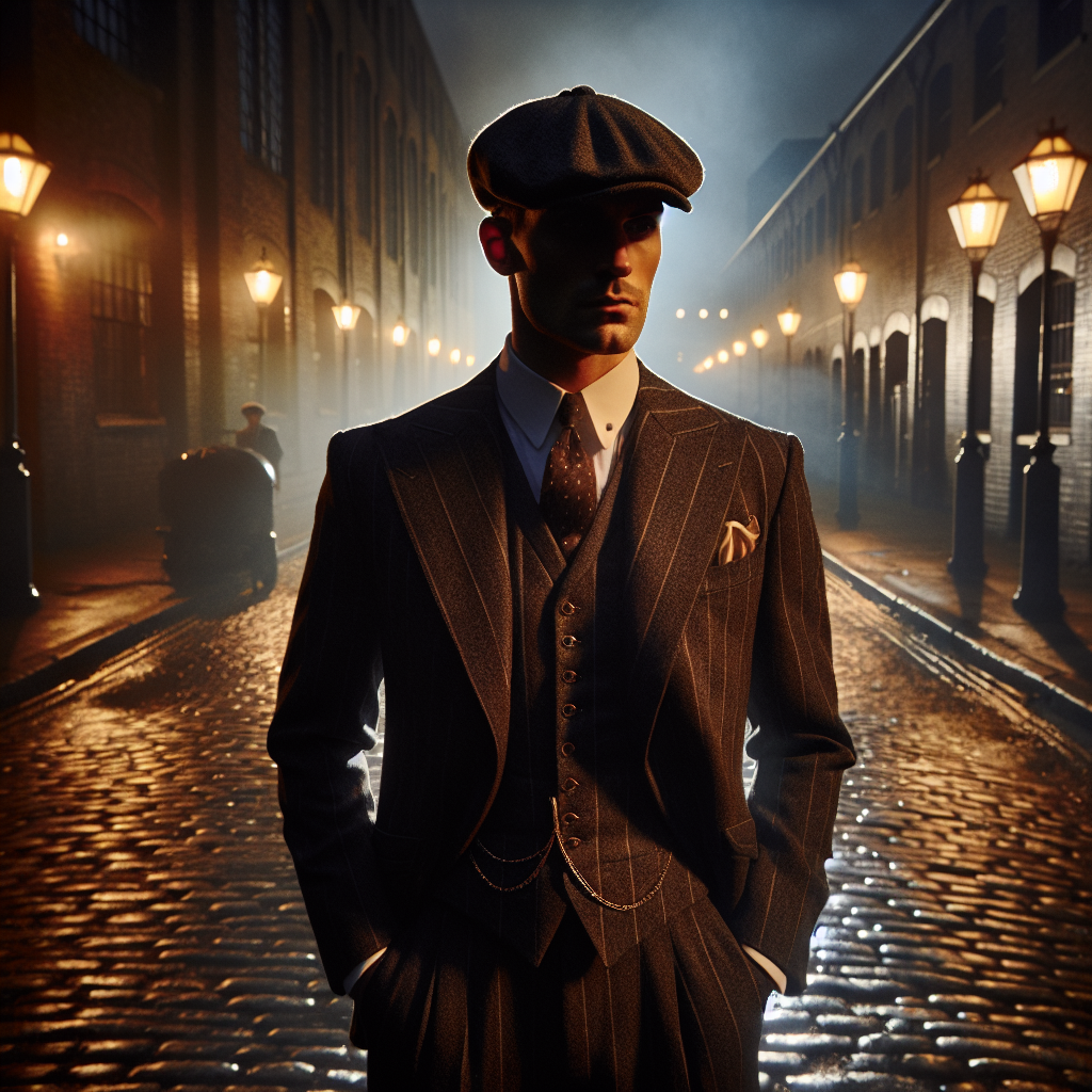 Ambiance Peaky Blinders avec costume vintage trois pièces au bureau