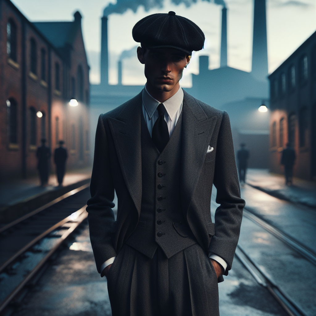 Style Peaky Blinders, costume trois pièces, ambiance années 20