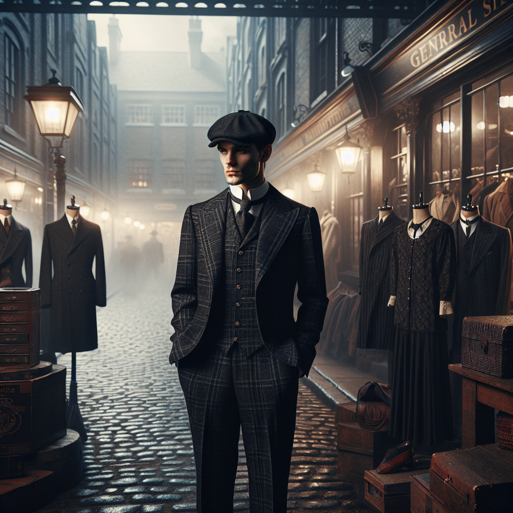 Costumes vintage style Peaky Blinders dans une rue de Birmingham 1920