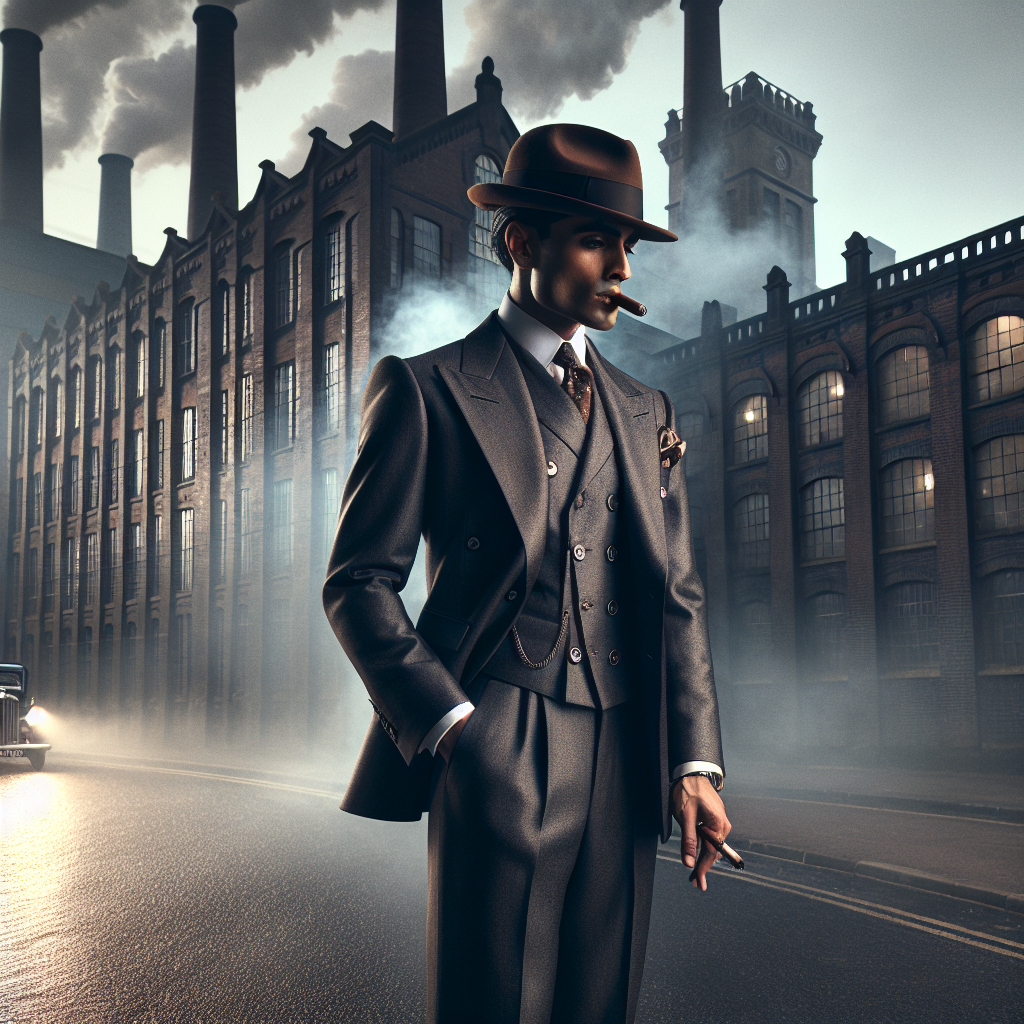 Ambiance Peaky Blinders avec costumes croisés années 20 à Birmingham