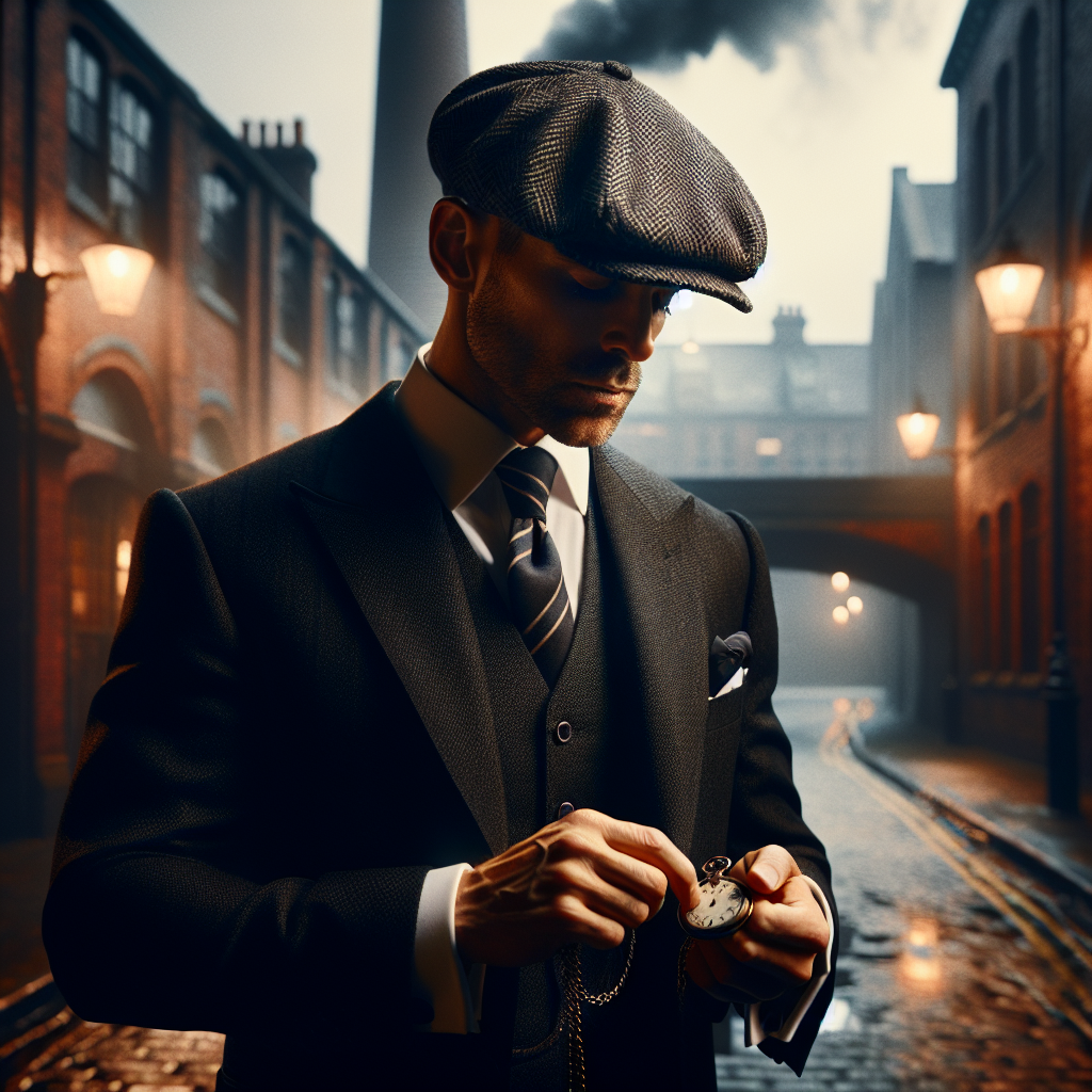 Ambiance Peaky Blinders avec chaîne de montre à gousset