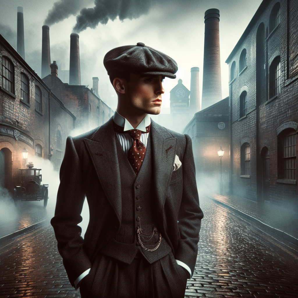Ambiance Peaky Blinders avec casquettes rétro irlandaises dans Birmingham 1920