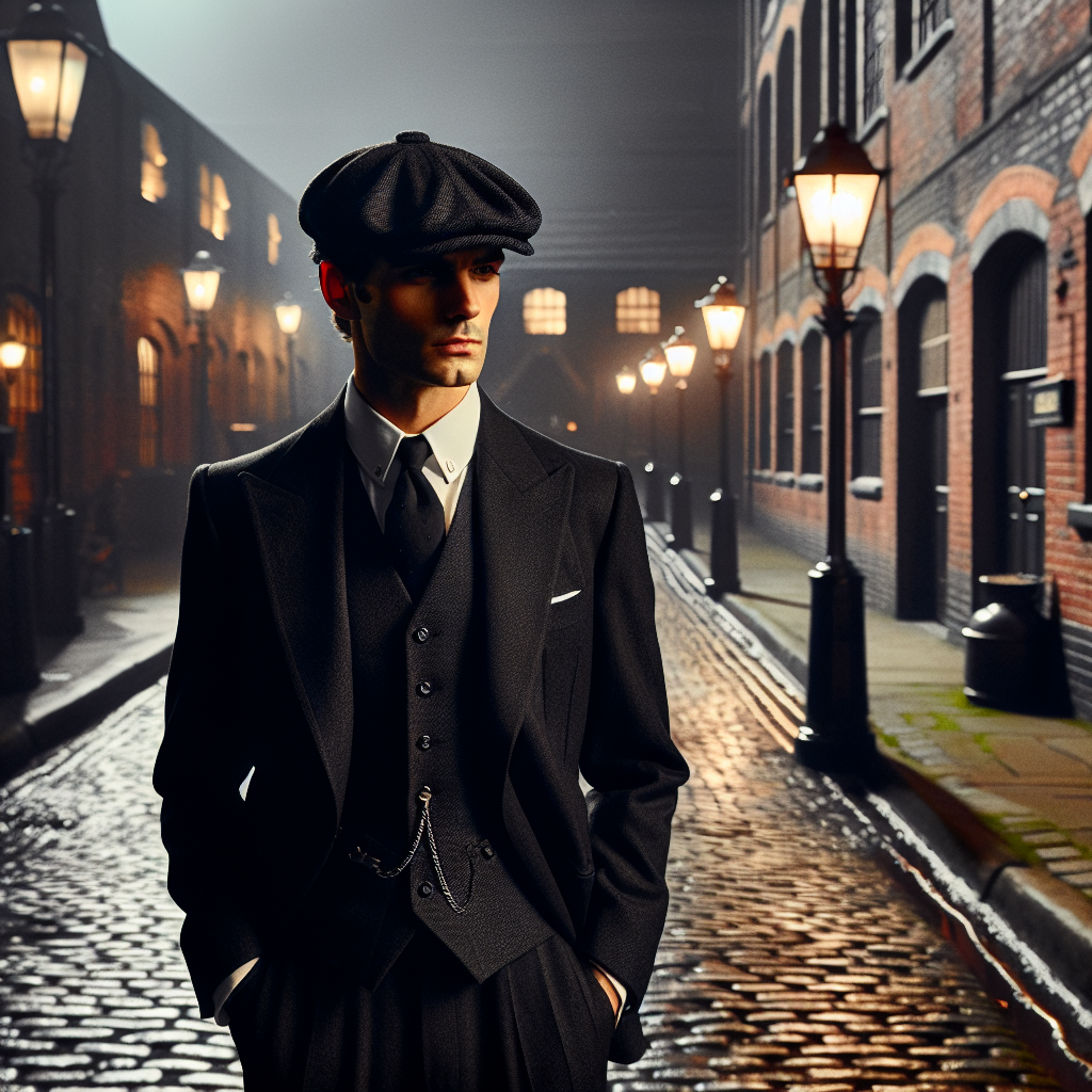 Homme élégant dans un gilet rétro à la Peaky Blinders, Birmingham 1920