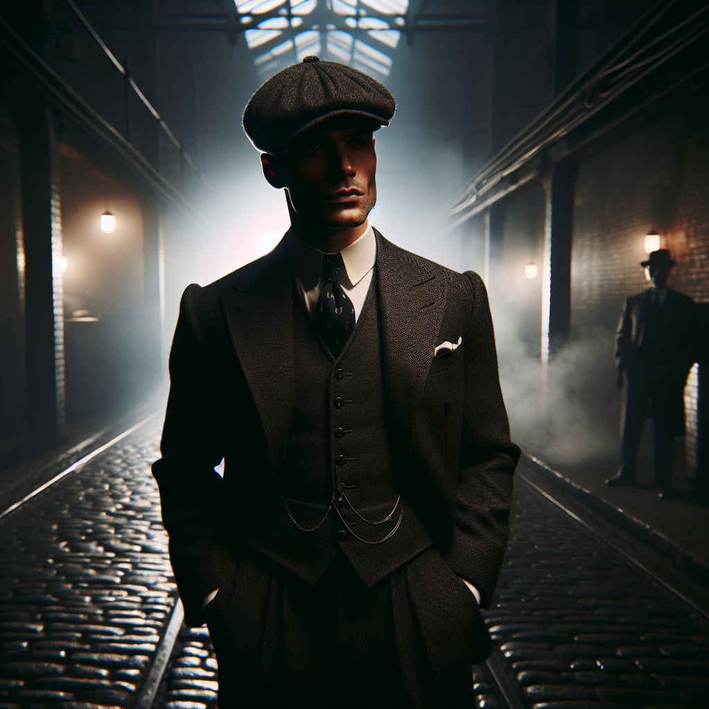 Homme élégant à la Peaky Blinders dans Birmingham années 1920