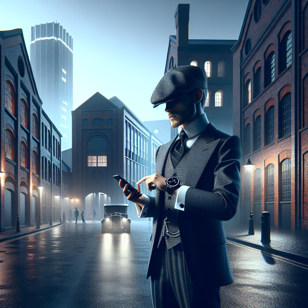 Scène style Peaky Blinders mélangeant mode moderne et rétro