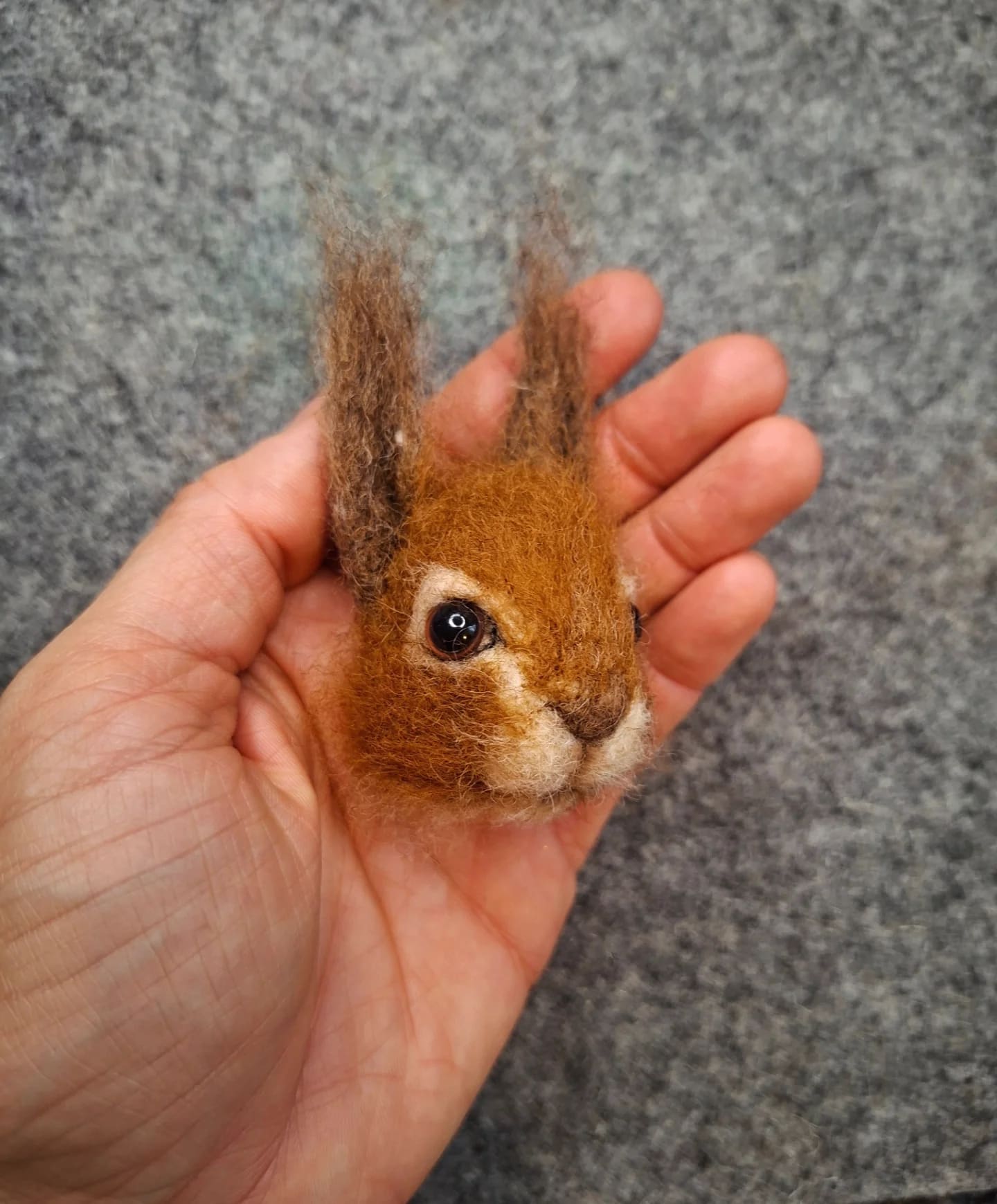 Needle felted forest squirrel brooch
