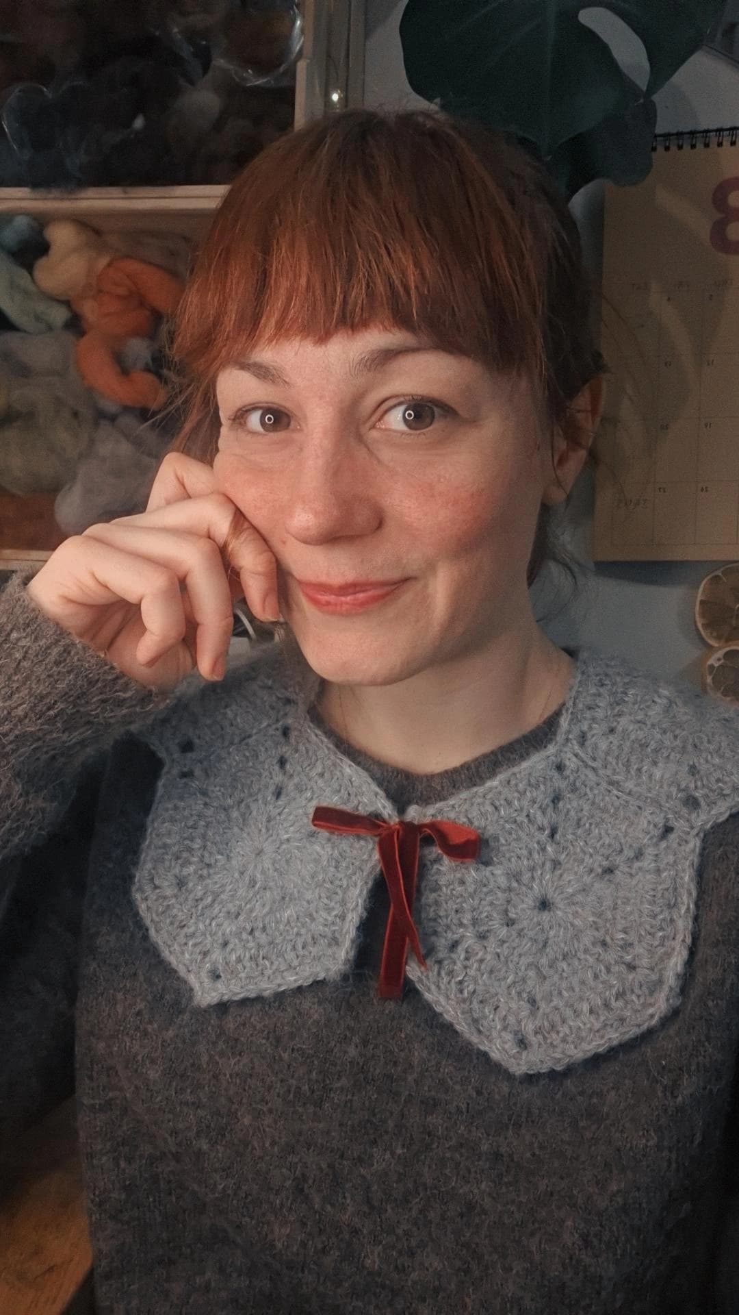 Crocheted granny square collar 