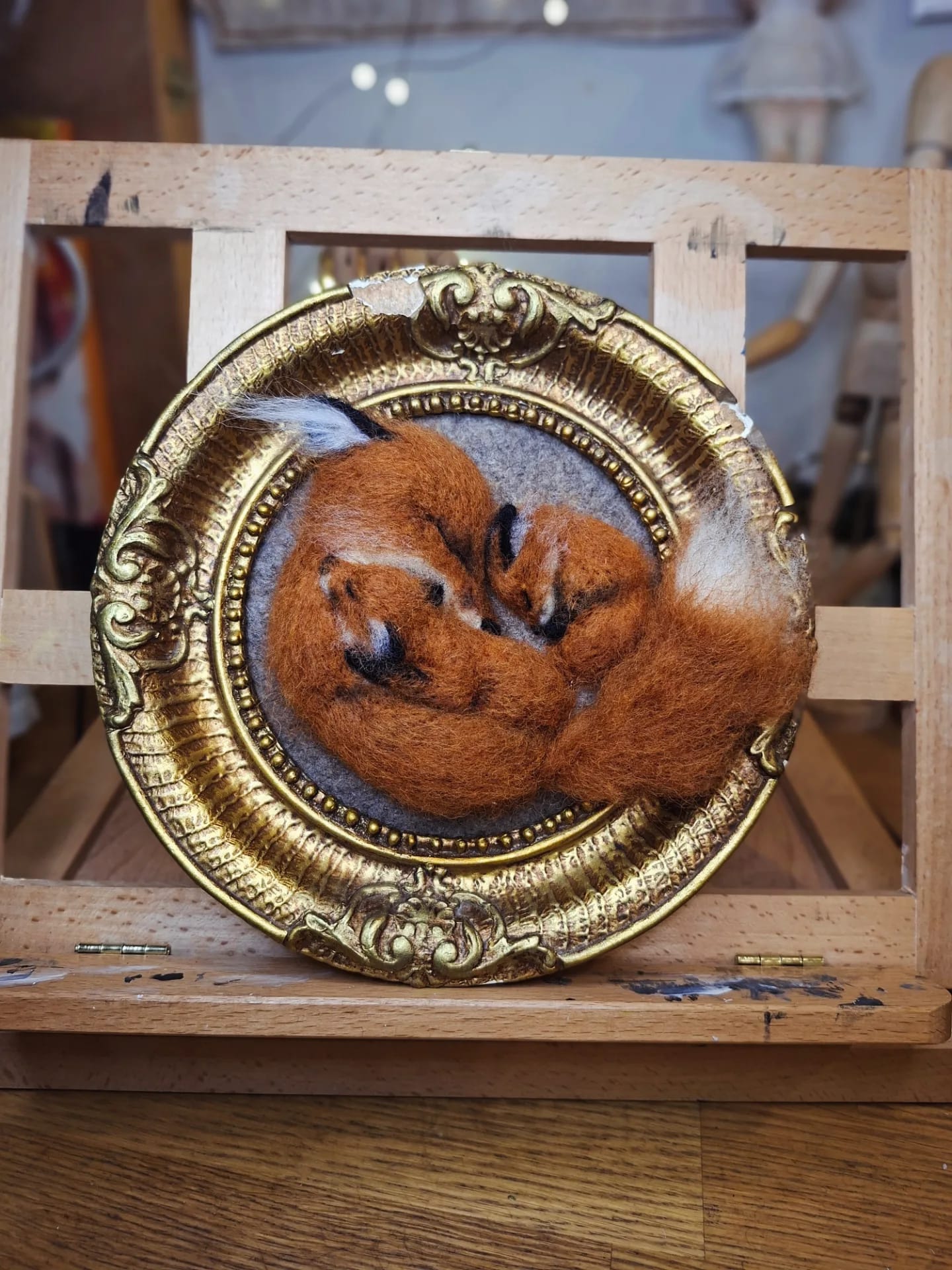 Needle felted mommy fox