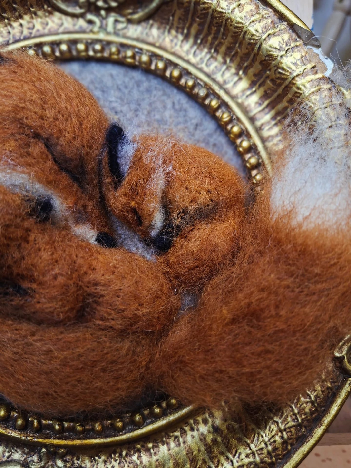 Needle felted mommy fox